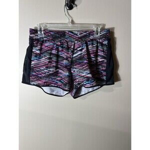 Fabletics Shorts Womens Medium Black Pink Splash 3in Running Gym Workout Walking